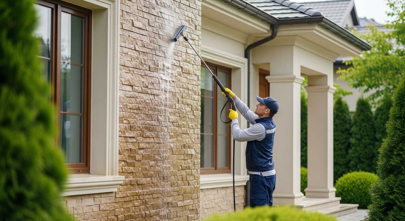 تنظيف واجهات حجرية