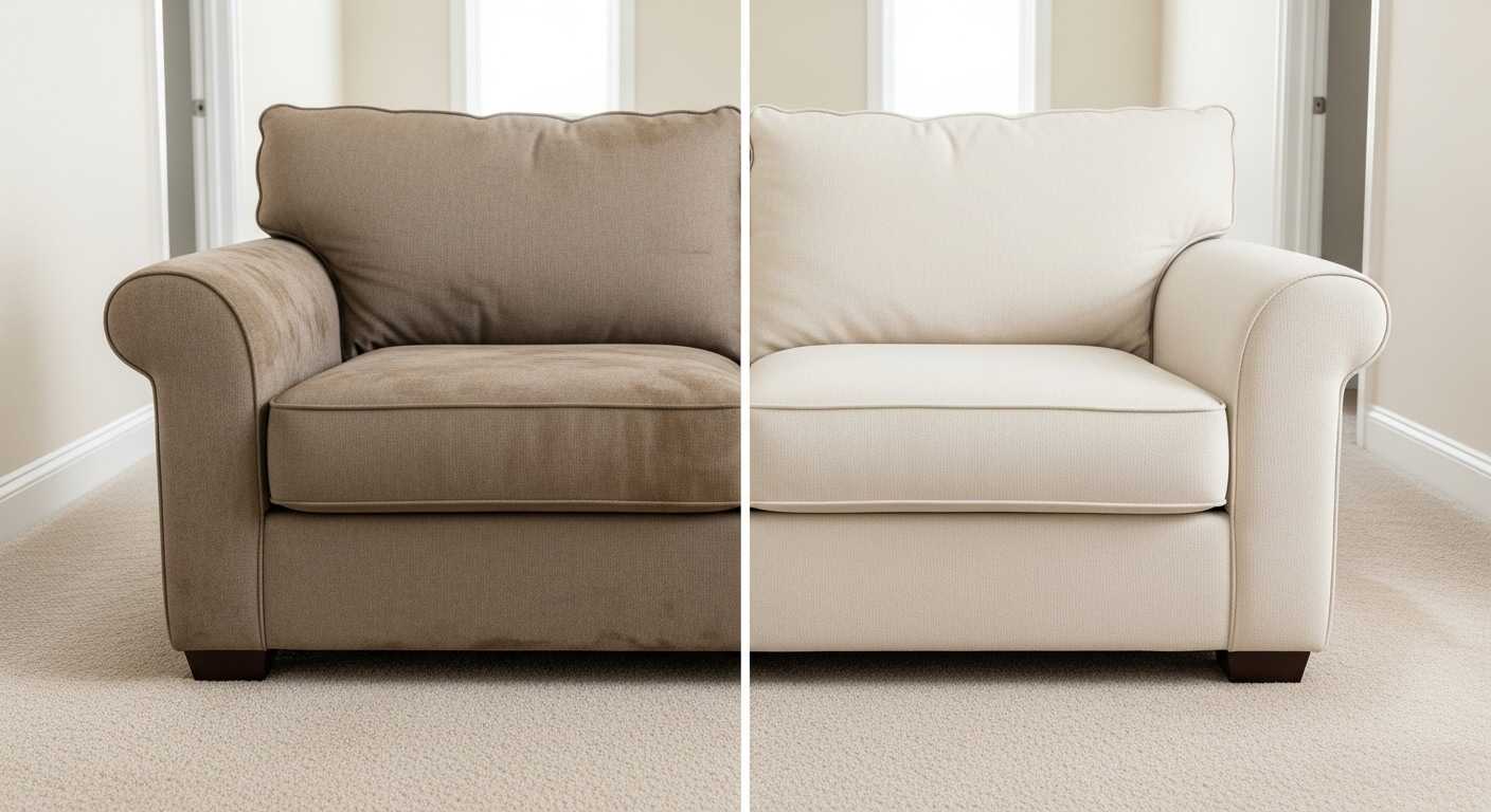 كنب قبل وبعد التنظيف